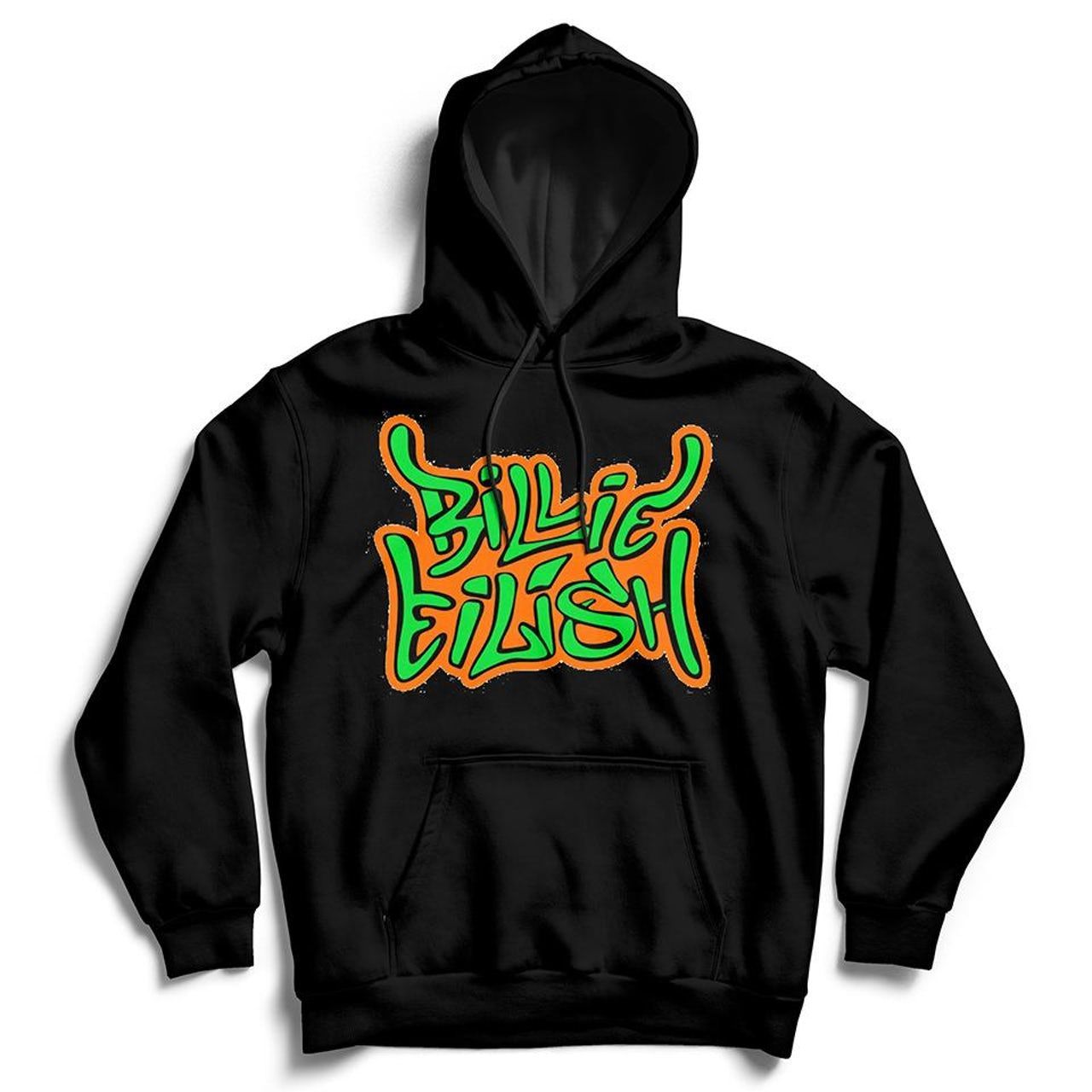 Pullover Hoodie NEW & OFFICIAL! Billie Eilish 'Airbrush Flames' Black 